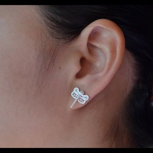 Dragonfly silver studs